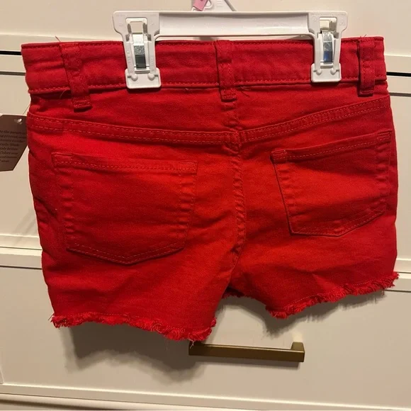 Cat & Jack Vibrant Red Frayed Shorts - Picture 2 of 2
